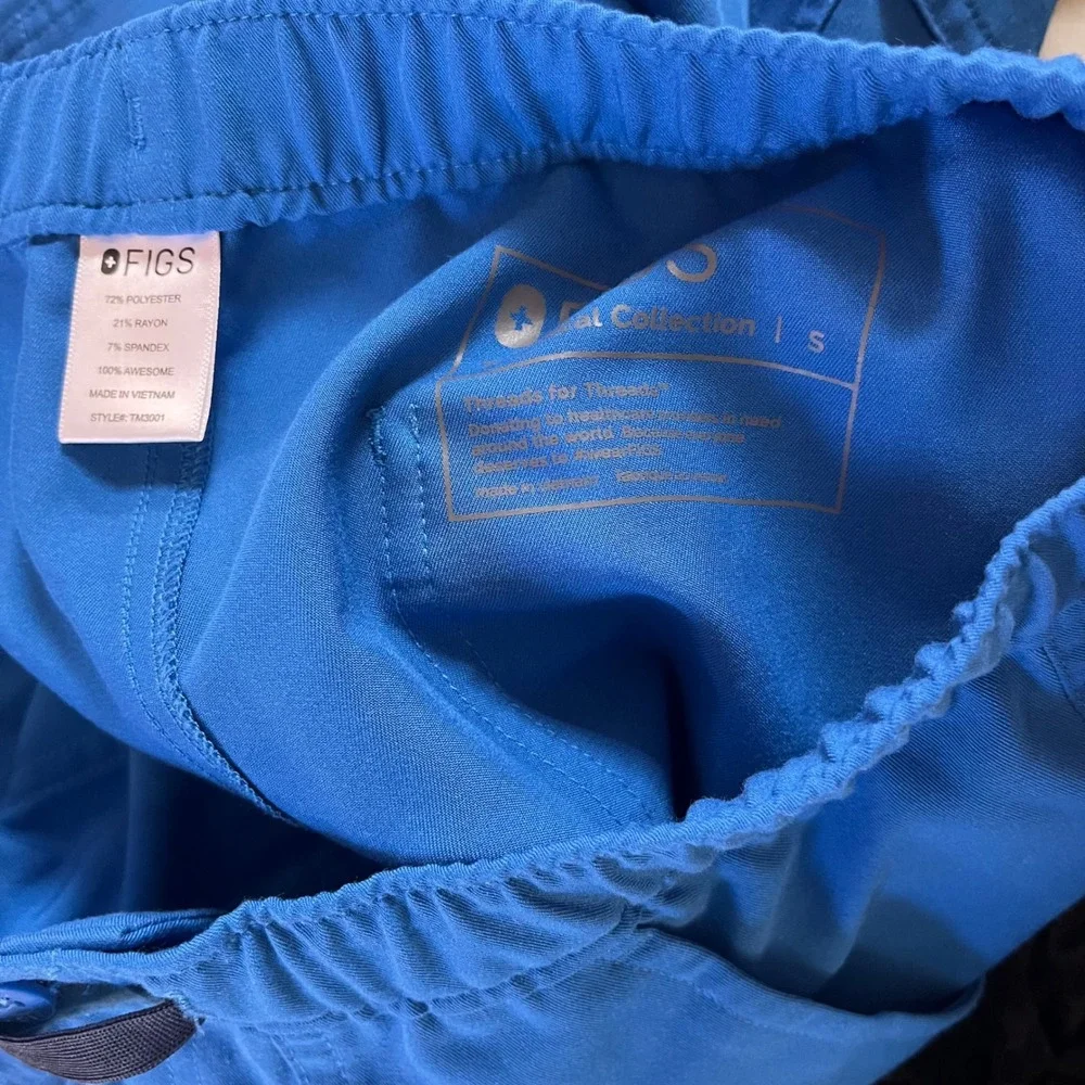 FIGS Scrub Pants Mens Small‎ Blue FIONx TM3001 Cargo Drawstring Medical Uniform